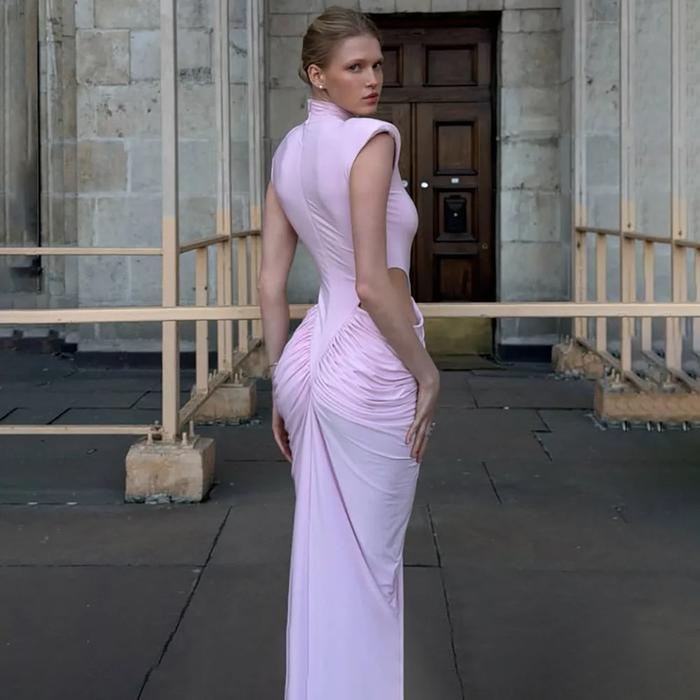 Cutout Ruched Long Gown Sexy Evening Gala Outfit