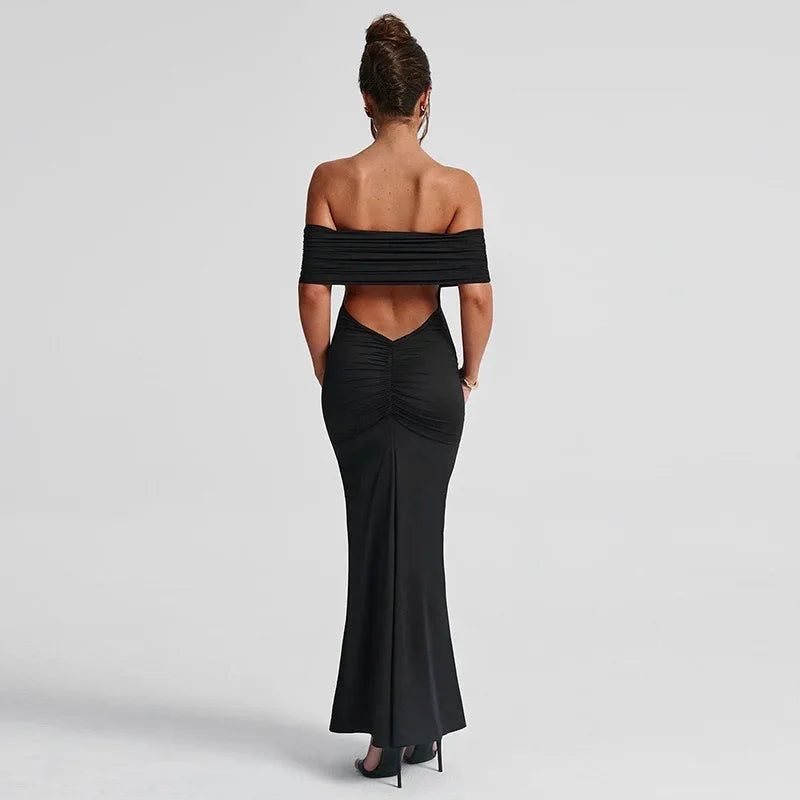 Backless Solid Color Party Beach Dress