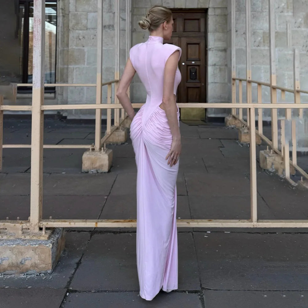 Cutout Ruched Long Gown Sexy Evening Gala Outfit