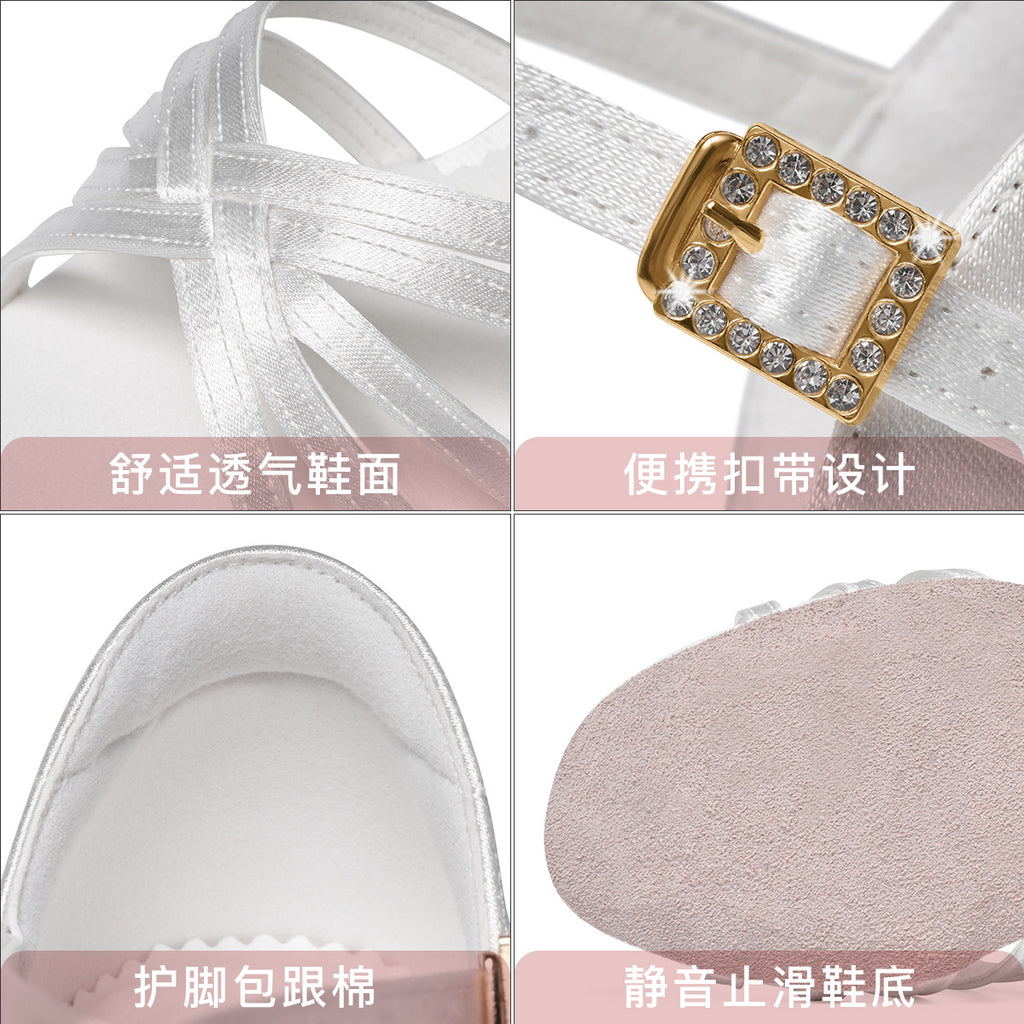 White Professional Latin Shoes  Low-Heeled shoes