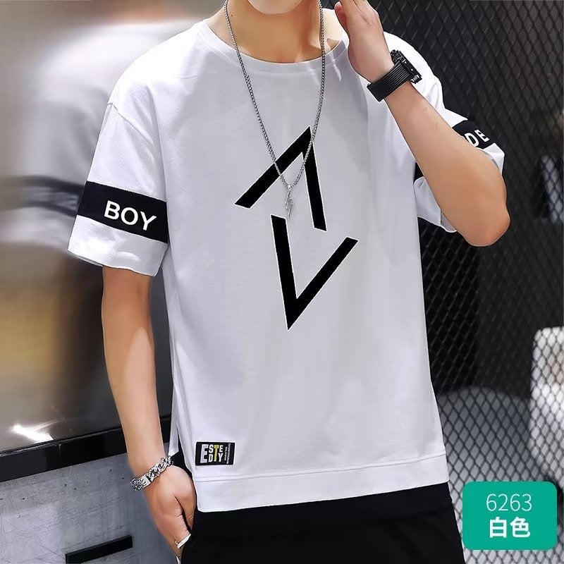 Short-Sleeved T-Shirt Men's Summer Thin Casual  Long Pants Men's set