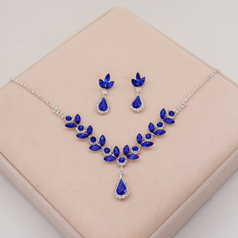 Crystal Amethyst Necklace Earrings suit  Bridal Accessories High-end Sense