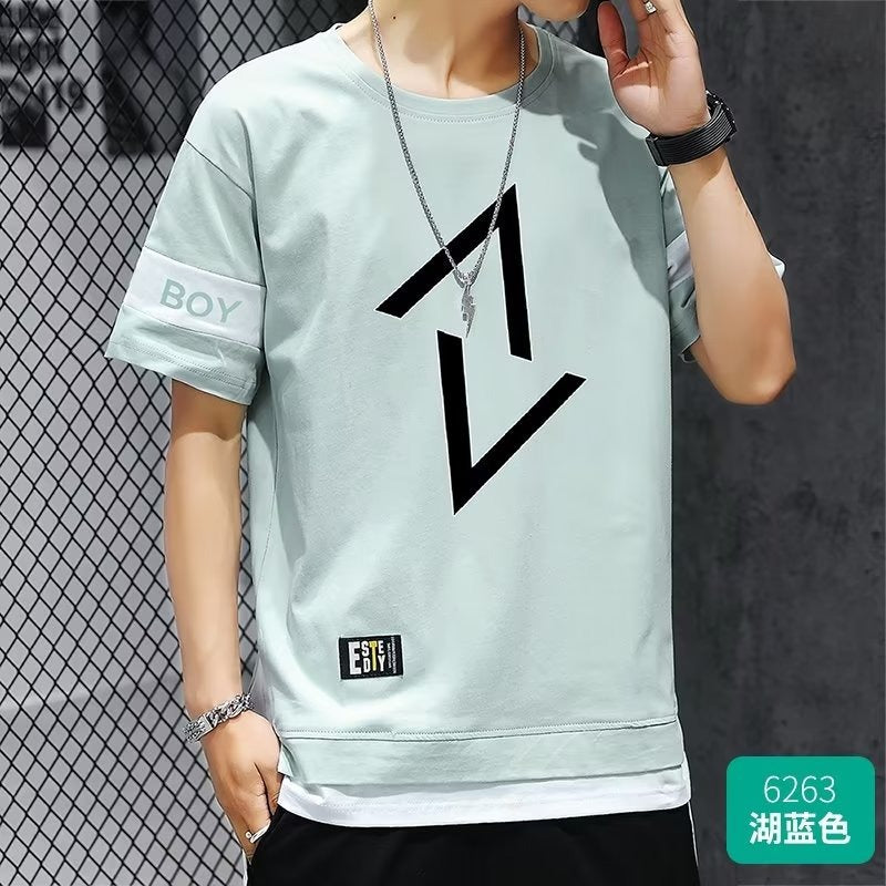Short-Sleeved T-Shirt Men's Summer Thin Casual  Long Pants Men's set