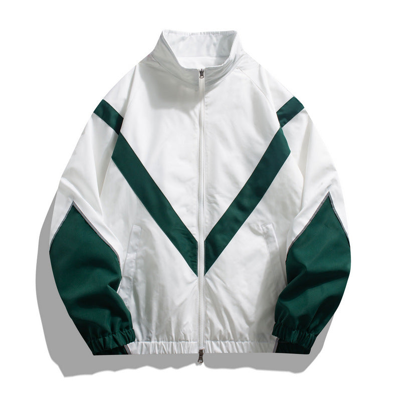 Reflective Patchwork Stand-Up Collar Jacket Spring and Autumn Loose Sports Casual Jacket for Men