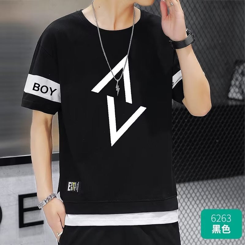 Short-Sleeved T-Shirt Men's Summer Thin Casual  Long Pants Men's set