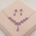 Crystal Amethyst Necklace Earrings suit  Bridal Accessories High-end Sense