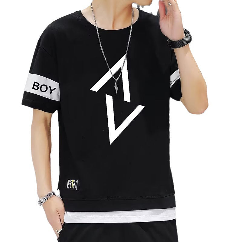 Short-Sleeved T-Shirt Men's Summer Thin Casual  Long Pants Men's set