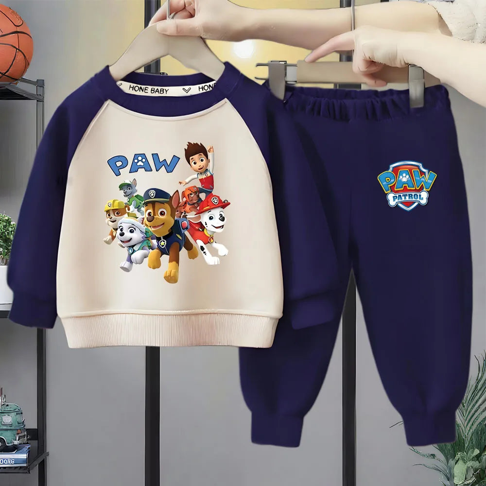 PAW Patrol Baby Boys O Neck Spliced Long Sleeve Hoodies Sets Kids Casual Sweatshirt and Sweatpant 2pcs Suit Spring/autumn New