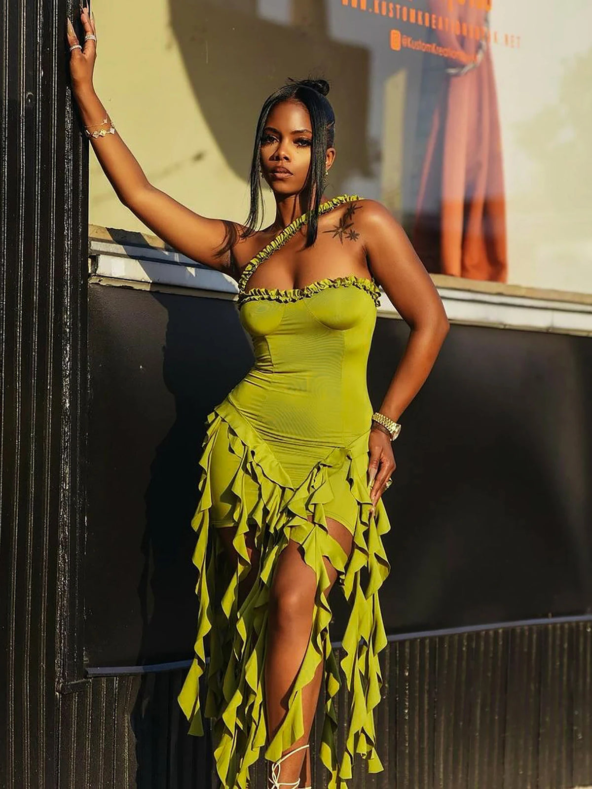 Dulzura Sleeveless Halter Ruffles  Mini Dress
