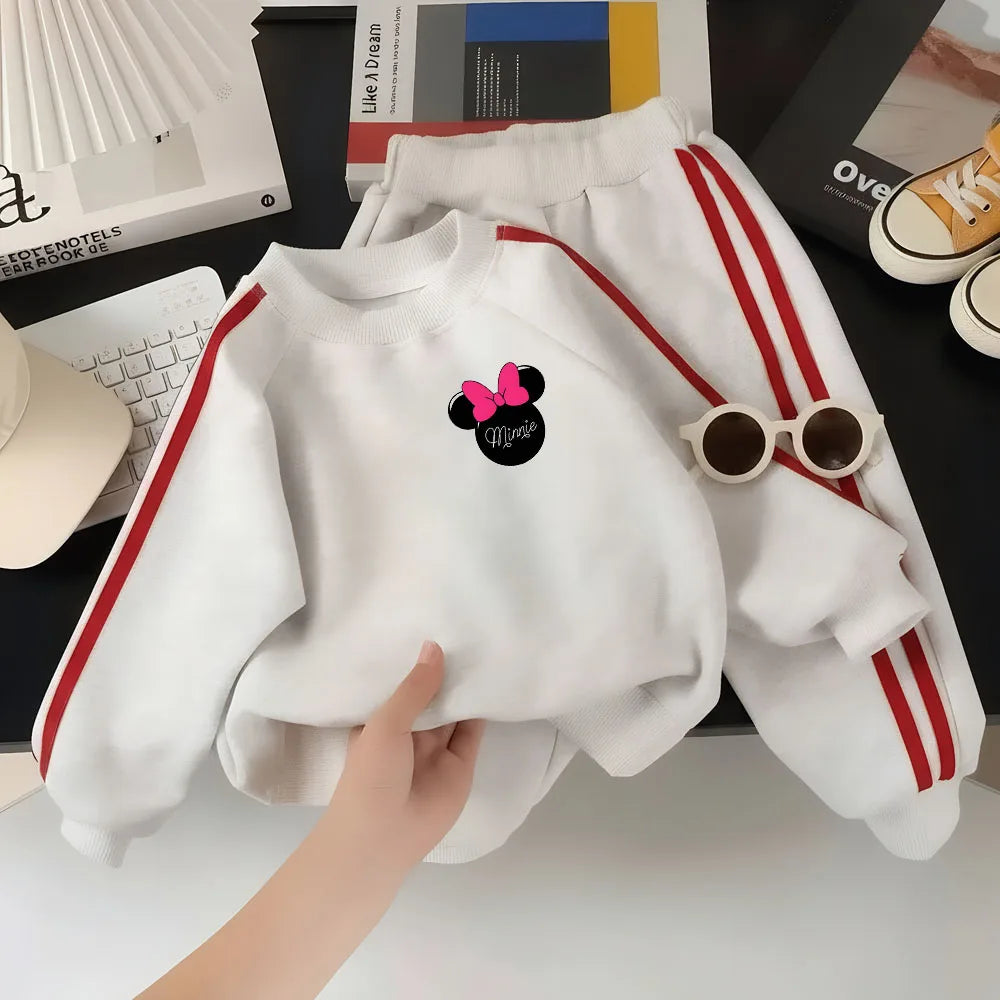 2026 Spring New Style Children's Clothing Sets Girls Cartoon Printed Casual Hoodies Long Pant Two Piece Kids Fashion Tracksuits
