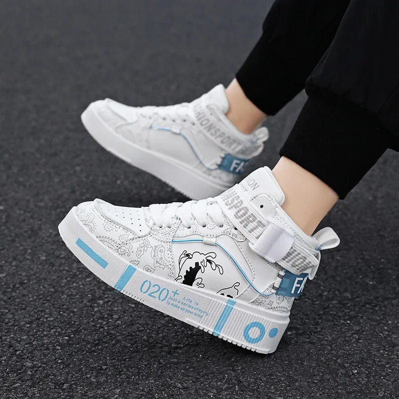 Brand Kids Board Shoes High Top Sports Shoes Boys Fashion Basketball Sneakers Leisure Girls Flats Children Casual Walking Shoes