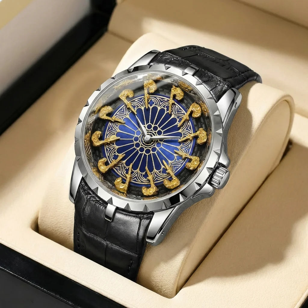 Retro Style  Practical Belt, Large Dial, Fully Automatic Quartz Watch for Men