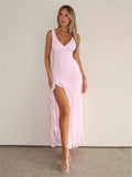 Sleeveless Backless Side Slit Long Dress