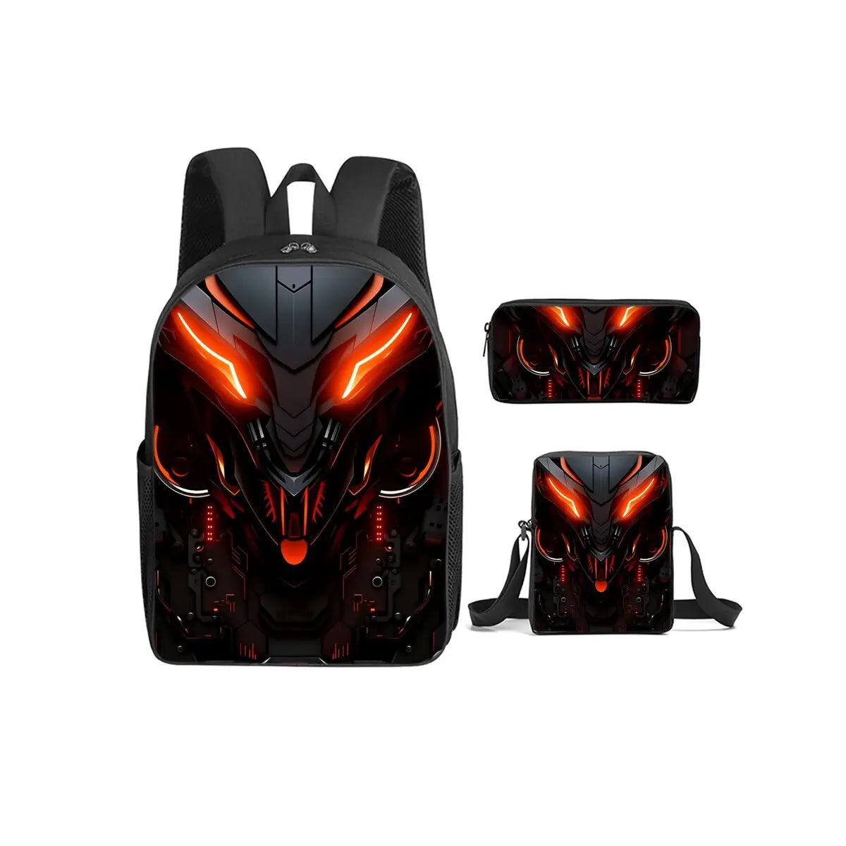 Mechanical Robots Print 3Pcs/Set Backpack with Messenger Bags ,Pencil Bags