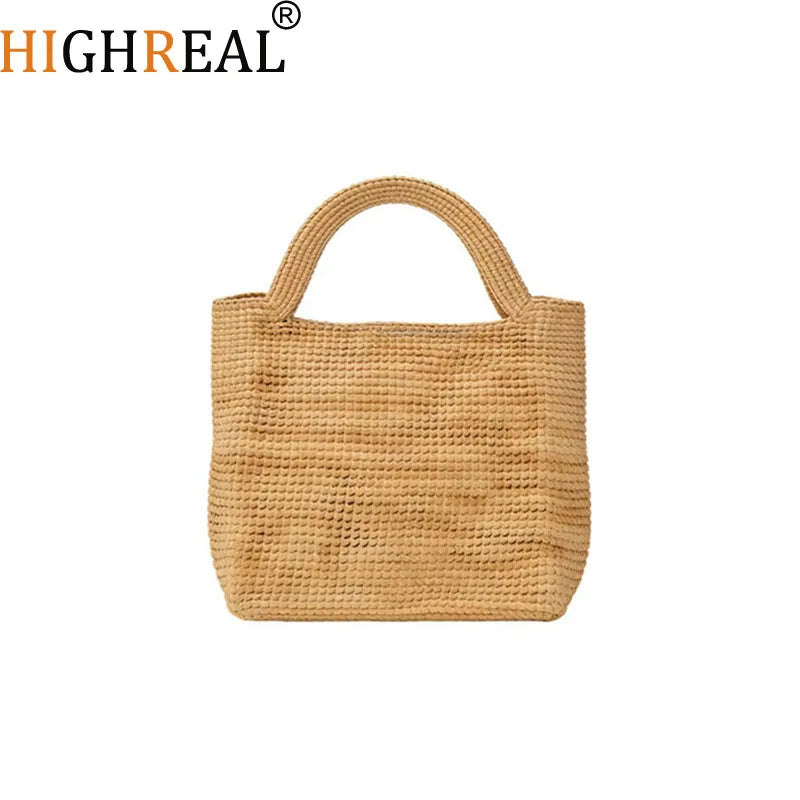 Retro Handmade Women Handbag Woven With Grass Versatile Women Bag Fashion Shoulder Bag Summer Beach Bag