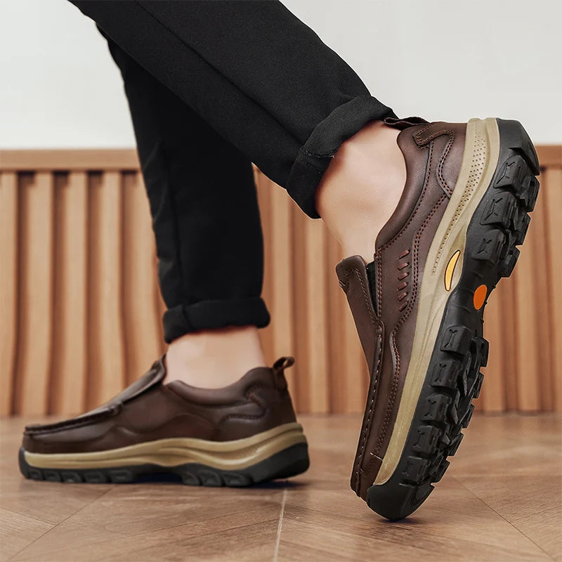 Brand Men Shoes High Quality Genuine Leather Men's Casual Shoes Slip On Comfort Business Man Flats Shoes Outdoor Men Work Shoes