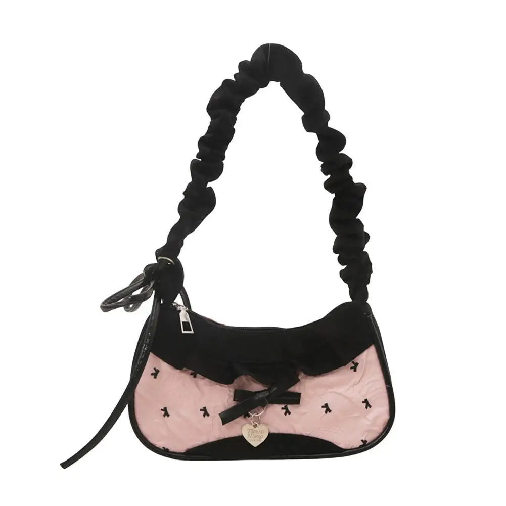 1Pc Fashion Grid Women Bag Lace Ribbon Stretchable Shoulder Strap Single Shoulder Underarm Bag Daily Commuting Student Handbag