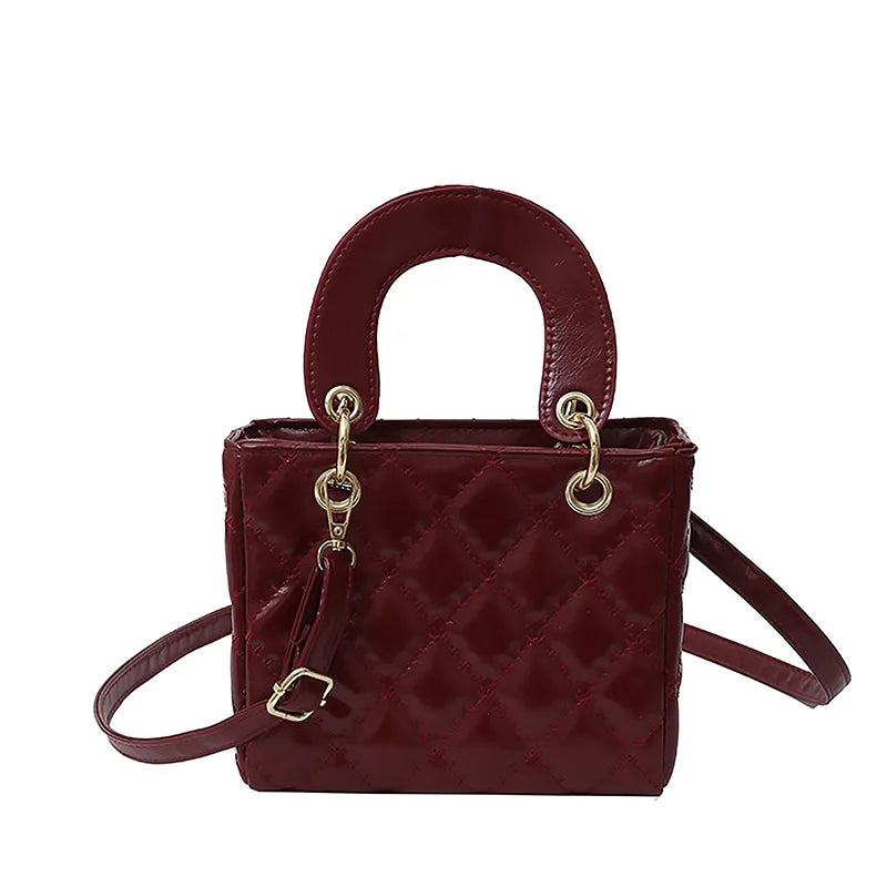 Fashionable texture diamond grid hand-held small square  women's bag  crossbody bag