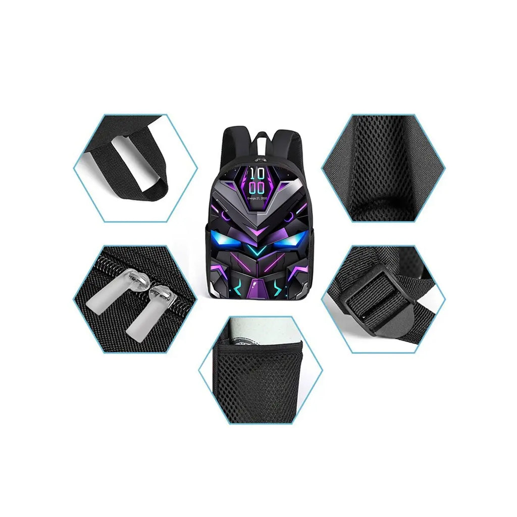 Mechanical Robots Print 3Pcs/Set Backpack with Messenger Bags ,Pencil Bags