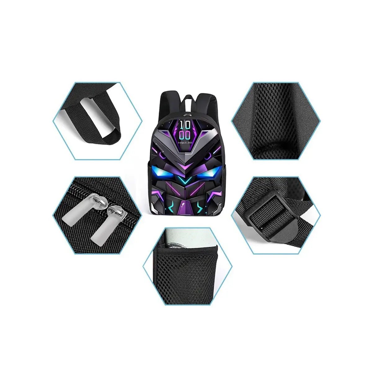 Mechanical Robots Print 3Pcs/Set Backpack with Messenger Bags ,Pencil Bags