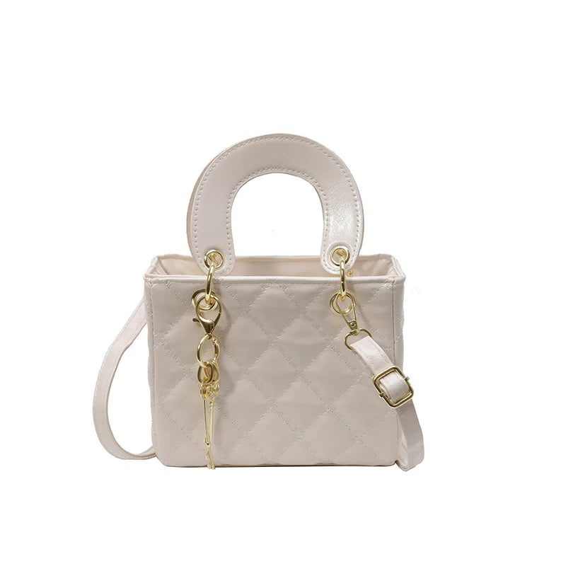 Fashionable texture diamond grid hand-held small square  women's bag  crossbody bag