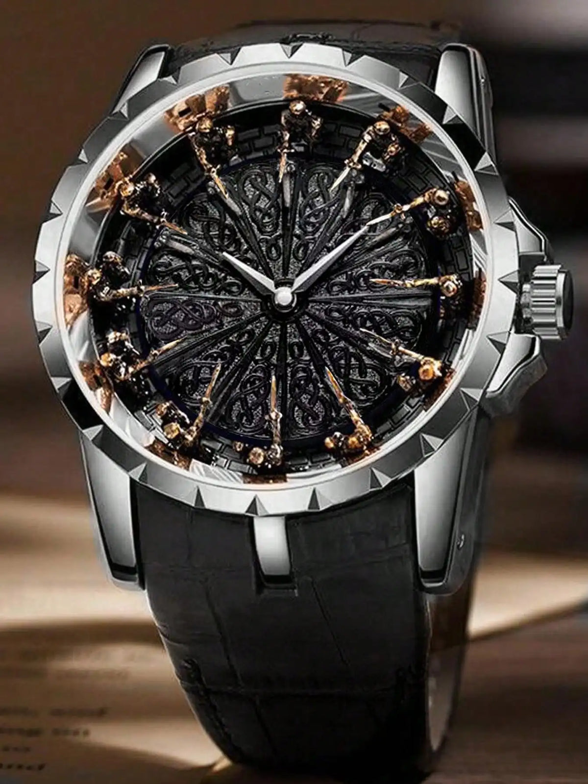 Retro Style  Practical Belt, Large Dial, Fully Automatic Quartz Watch for Men