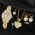 Ring Necklace Earring Rhinestone Fashion Wristwatch Casual Ladies Jewelry Set