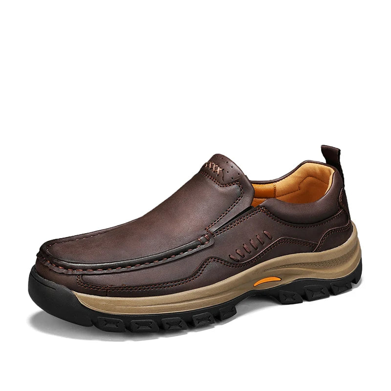 Brand Men Shoes High Quality Genuine Leather Men's Casual Shoes Slip On Comfort Business Man Flats Shoes Outdoor Men Work Shoes