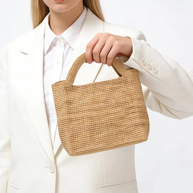 Retro Handmade Women Handbag Woven With Grass Versatile Women Bag Fashion Shoulder Bag Summer Beach Bag