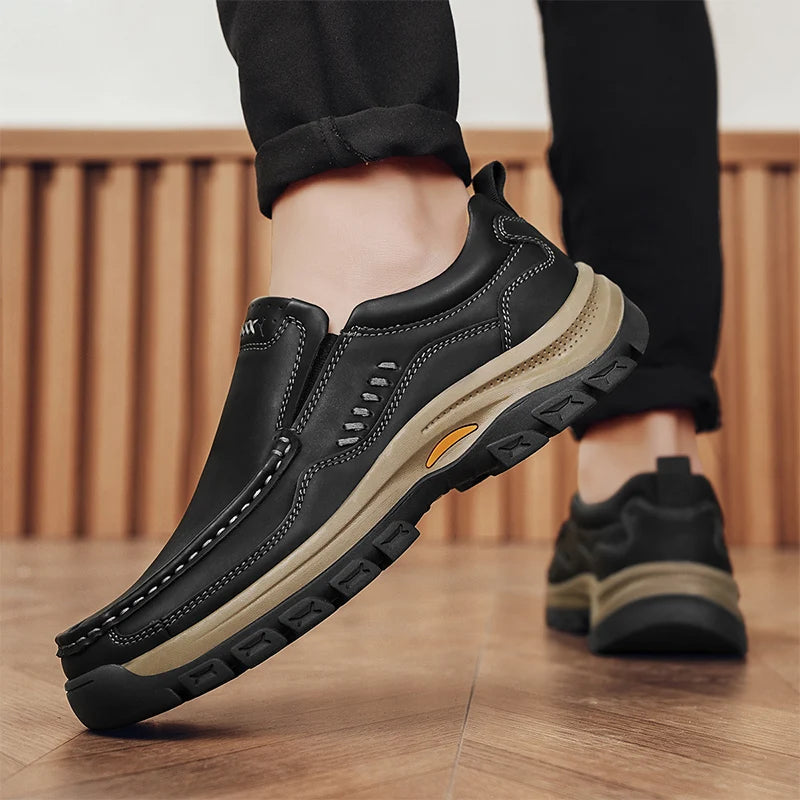 Brand Men Shoes High Quality Genuine Leather Men's Casual Shoes Slip On Comfort Business Man Flats Shoes Outdoor Men Work Shoes