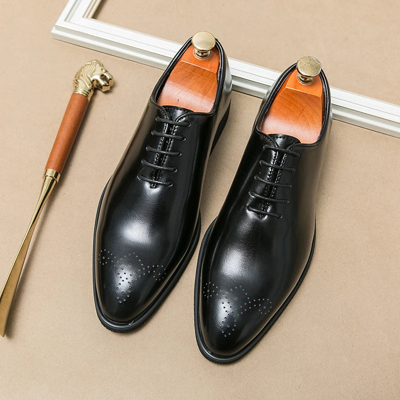 Classic Brand Pointed Banquet Dress Shoes Brown High-end Men's Business Shoes Men's Commuting Daily Casual Shoes Flat Bottomed
