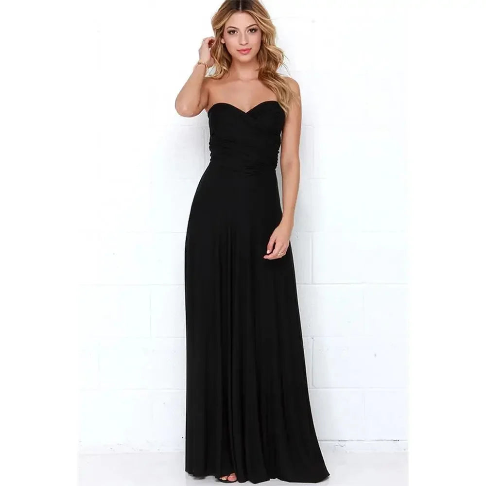 Sexy Multiway Wrap Convertible Boho Maxi  Red Dress