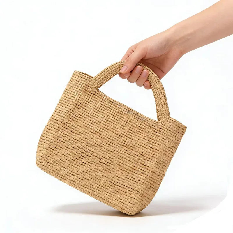 Retro Handmade Women Handbag Woven With Grass Versatile Women Bag Fashion Shoulder Bag Summer Beach Bag