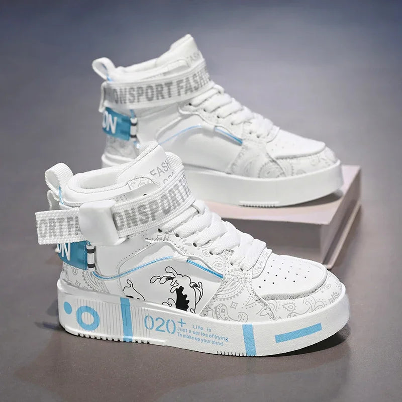 Brand Kids Board Shoes High Top Sports Shoes Boys Fashion Basketball Sneakers Leisure Girls Flats Children Casual Walking Shoes