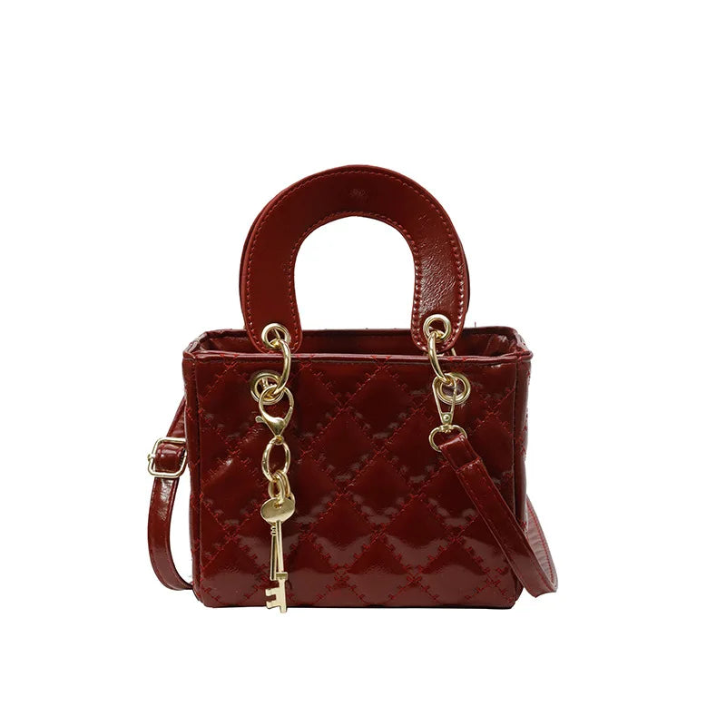 Fashionable texture diamond grid hand-held small square  women's bag  crossbody bag