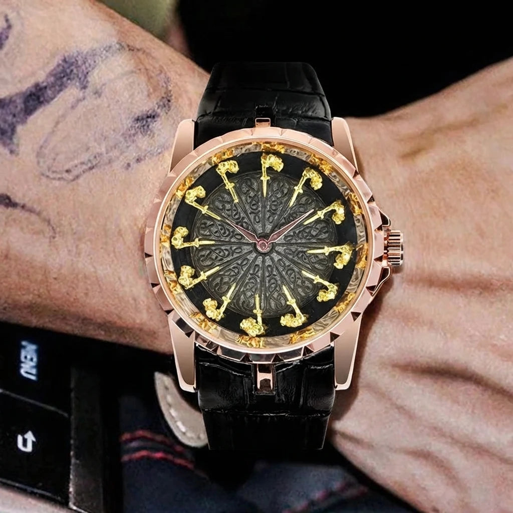 Retro Style  Practical Belt, Large Dial, Fully Automatic Quartz Watch for Men