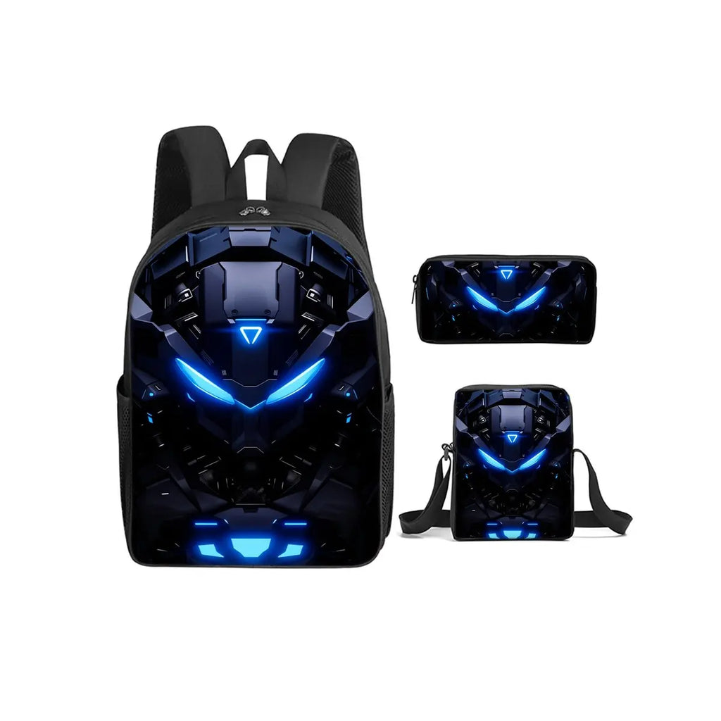 Mechanical Robots Print 3Pcs/Set Backpack with Messenger Bags ,Pencil Bags