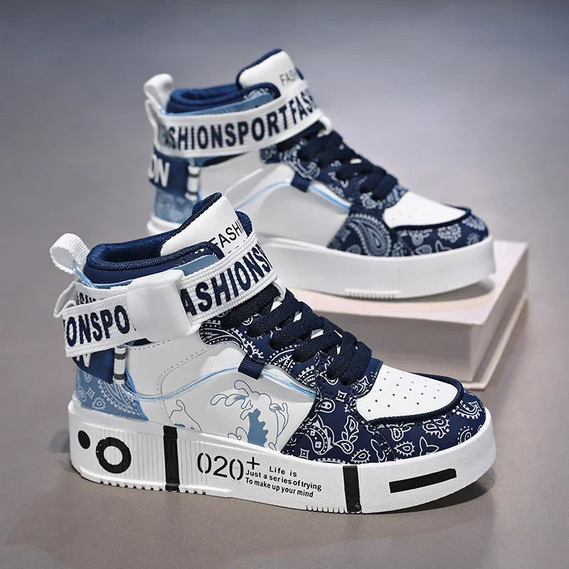 Brand Kids Board Shoes High Top Sports Shoes Boys Fashion Basketball Sneakers Leisure Girls Flats Children Casual Walking Shoes