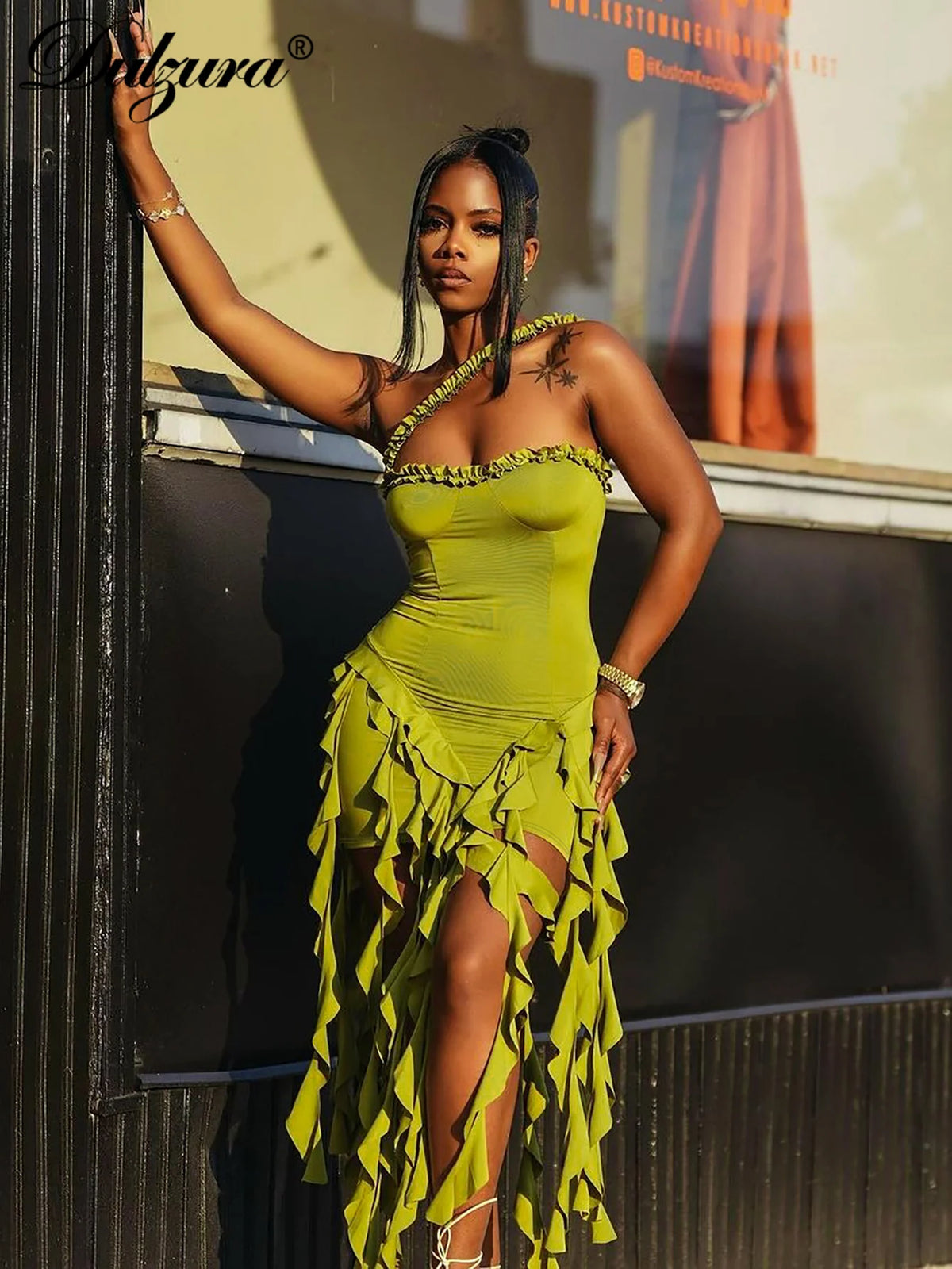 Dulzura Sleeveless Halter Ruffles  Mini Dress