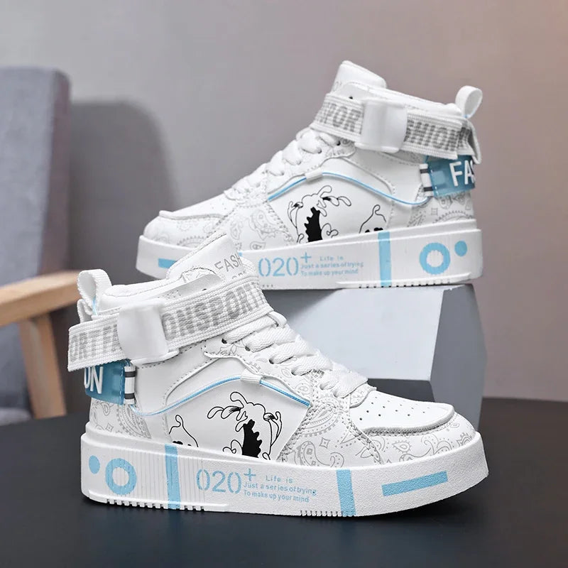 Brand Kids Board Shoes High Top Sports Shoes Boys Fashion Basketball Sneakers Leisure Girls Flats Children Casual Walking Shoes