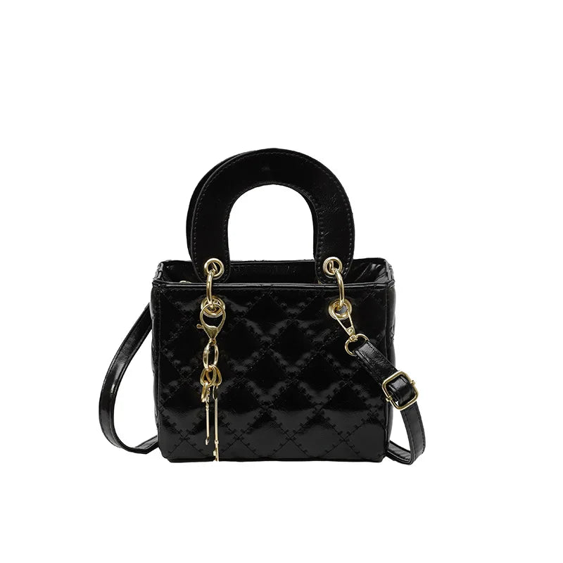 Fashionable texture diamond grid hand-held small square  women's bag  crossbody bag
