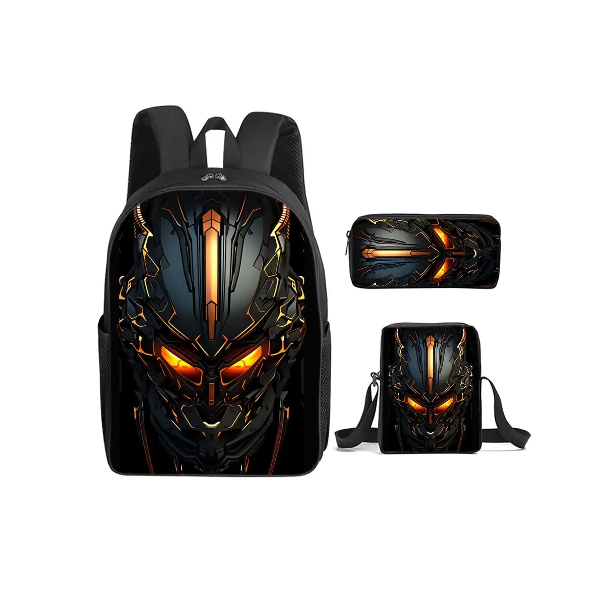 Mechanical Robots Print 3Pcs/Set Backpack with Messenger Bags ,Pencil Bags