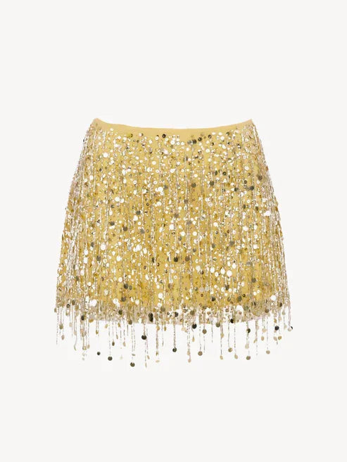 Sexy Tassel Sequins Vest Mini Skirt Women Crop Sling Vests